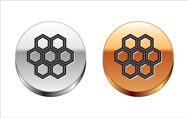 黑色线条蜂窝图标孤立在白色图片下载