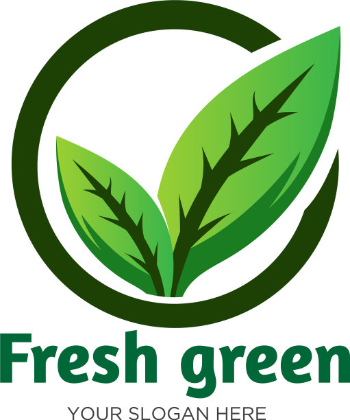 新鲜的绿叶标志设计护理图片下载