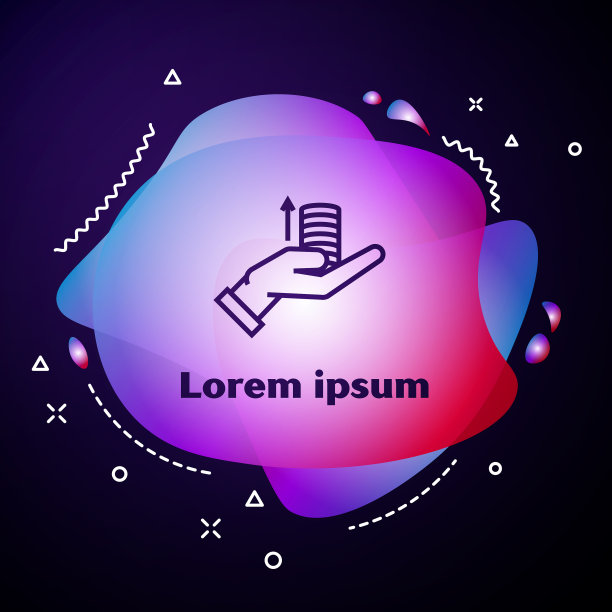 紫色线钱在手图标孤立在黑暗上图片下载