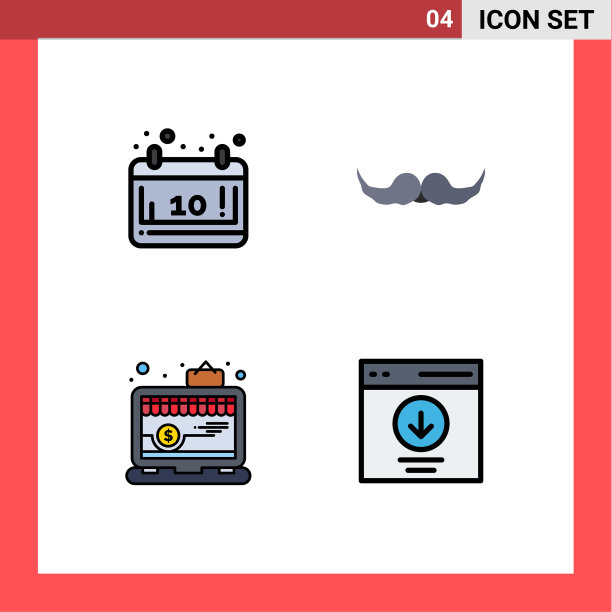 4主题填充线平面颜色和可编辑图片下载