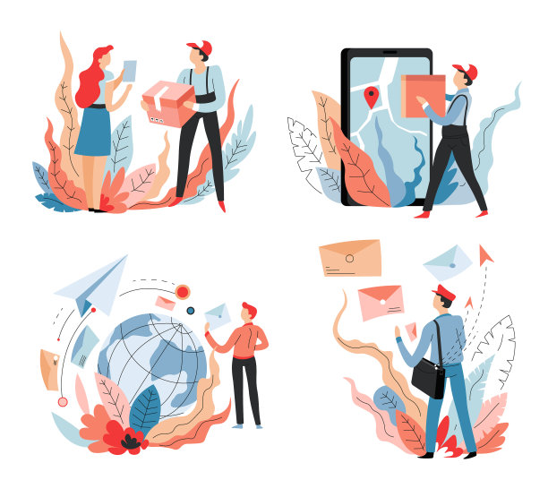 邮件递送、网上购物和快递邮寄图片下载