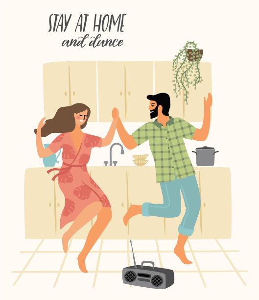 呆在家里的年轻男女在跳舞图片下载