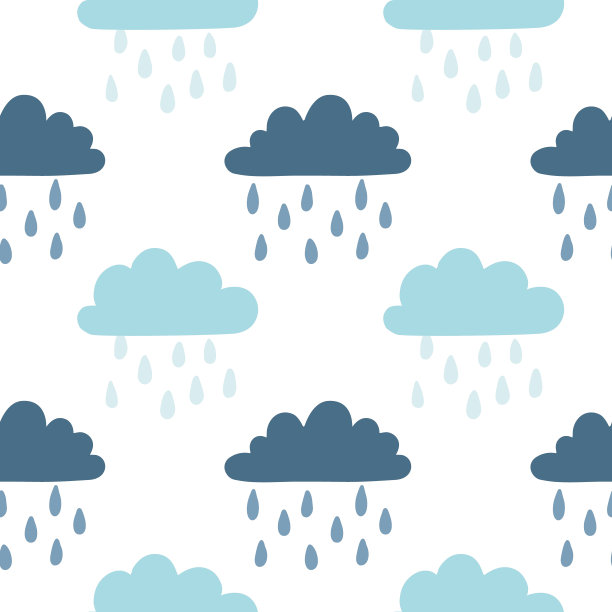 雨云手绘无缝图案。孩子气的矢量背景图片下载