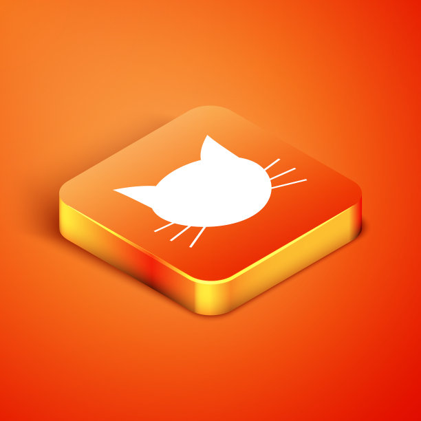 等距猫图标孤立的橙色背景图片下载