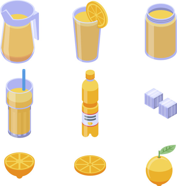 柠檬水图标设置等距风格图片下载