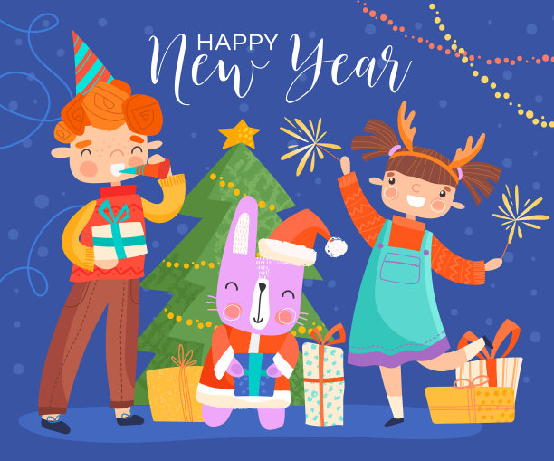 孩子们庆祝新年快乐图片下载