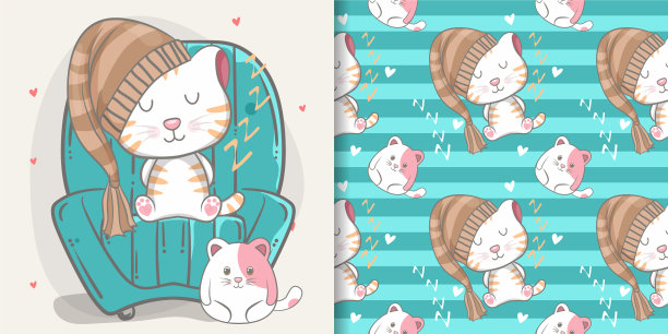 可爱的猫与模式设置图片下载