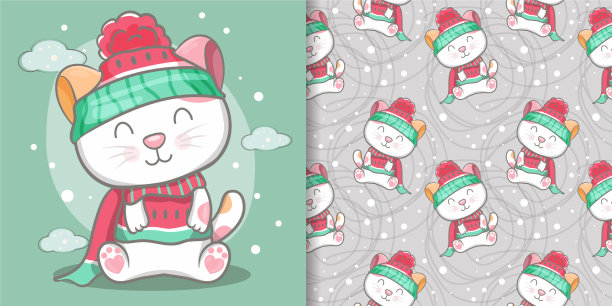 可爱的猫与模式设置图片下载