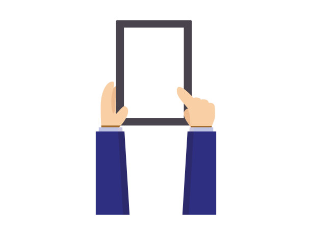 商人手持平板，矢量插图图片下载