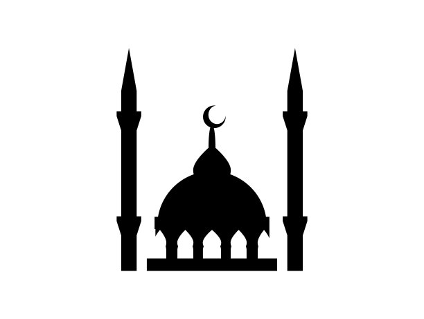 晴空下的清真寺轮廓图片下载