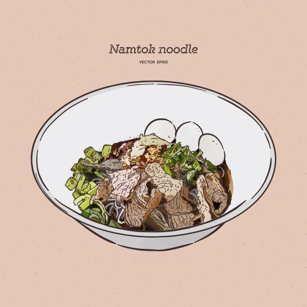 泰式血汤面配猪肉球图片下载