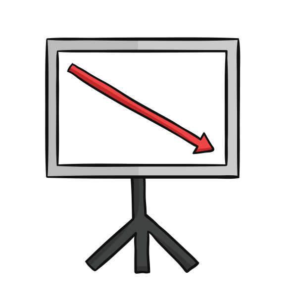 手绘销售图表箭头向下移动图片下载
