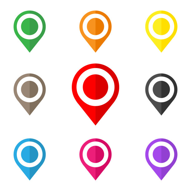 设置明亮的地图指针孤立在一个白色图片下载