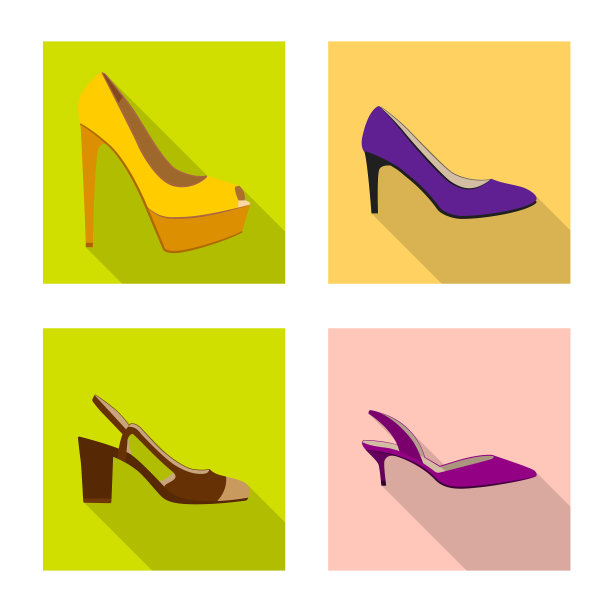 孤立对象鞋类和妇女图标集图片下载