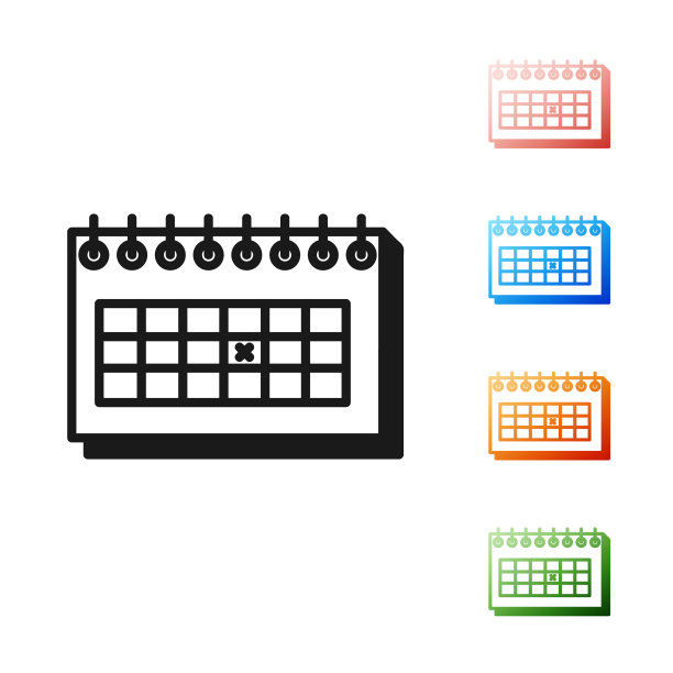 黑色日历图标孤立在白色背景图片下载