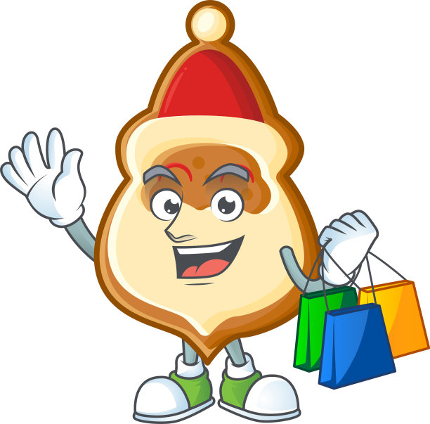 快乐的圣诞帽子饼干卡通人物图片下载