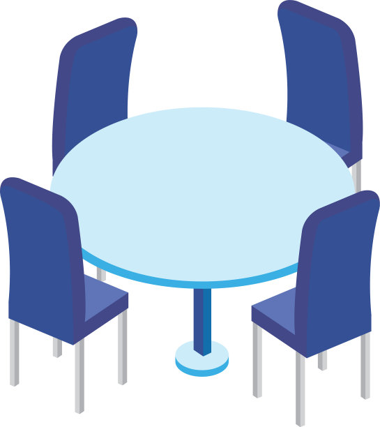 圆桌家具与椅子孤立图标图片下载