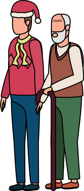 可爱的爷爷和小儿子一起过圣诞节图片下载