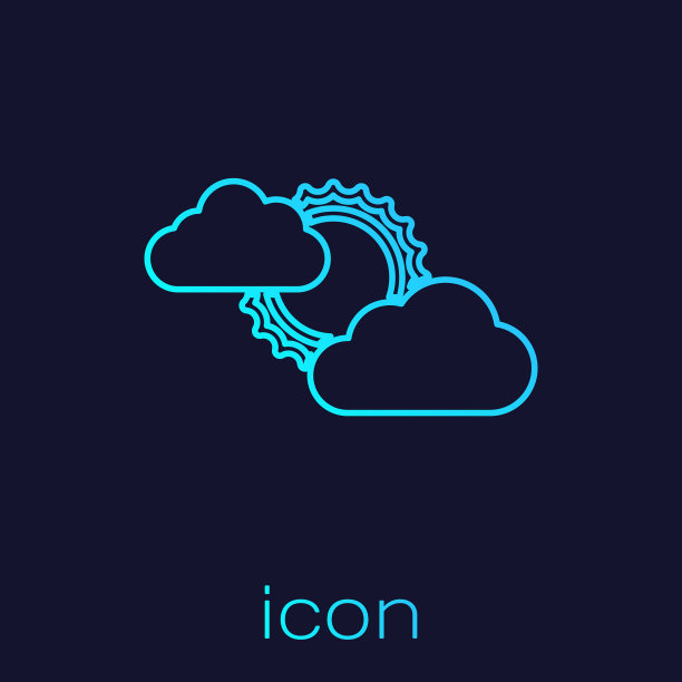 绿松石线条的太阳与云天相隔离图片下载