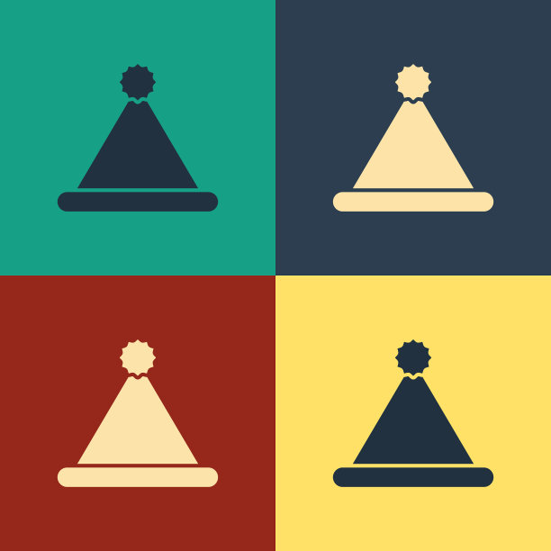 彩色圣诞老人帽子图标孤立上图片下载