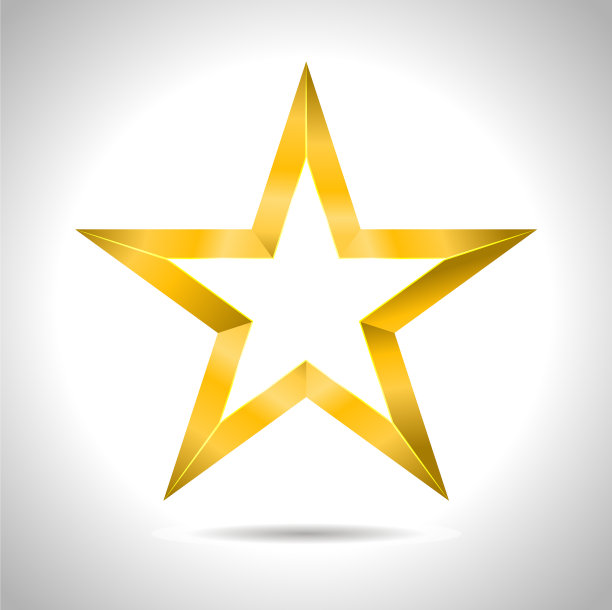 星形逼真的金属金色孤立的黄色3d图片下载