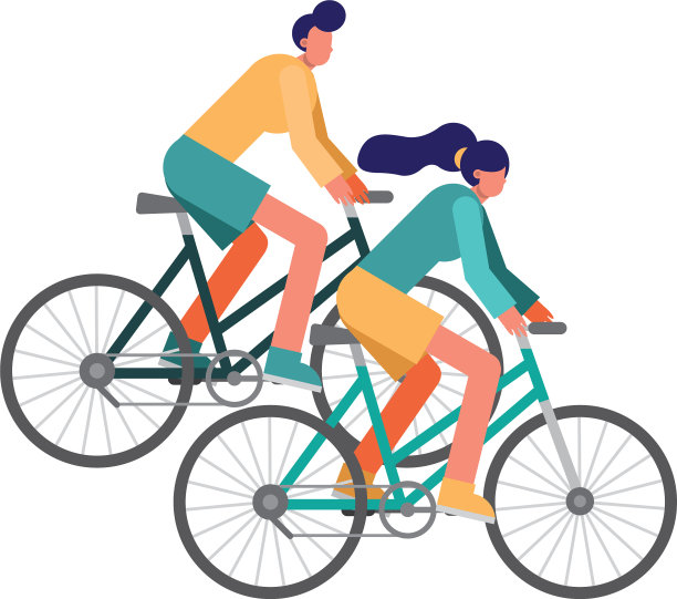 年轻夫妇骑自行车骑运动人物图片下载