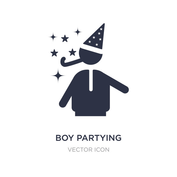 男孩聚会图标在白色背景简单图片下载