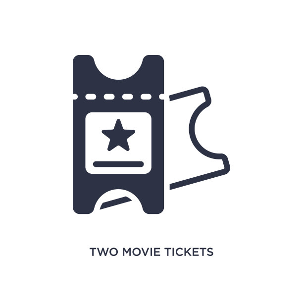 两个电影票图标上的白色背景简单图片下载