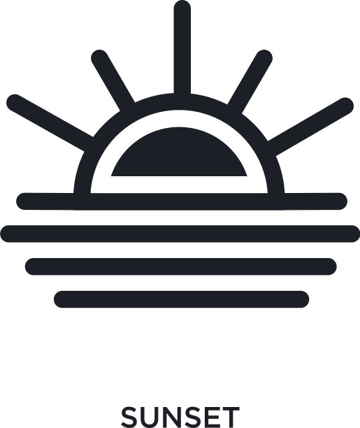 黑色日落孤立图标简单元素从图片下载