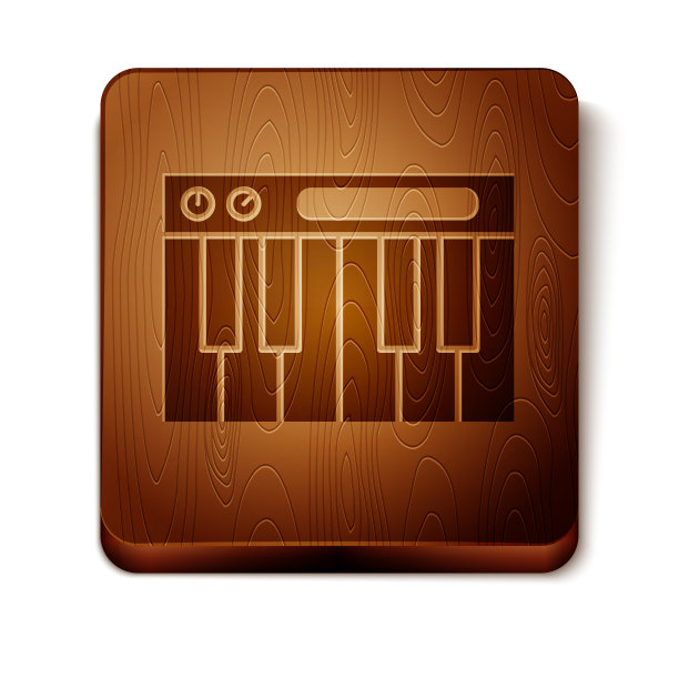 棕色音乐合成器图标孤立在白色图片下载