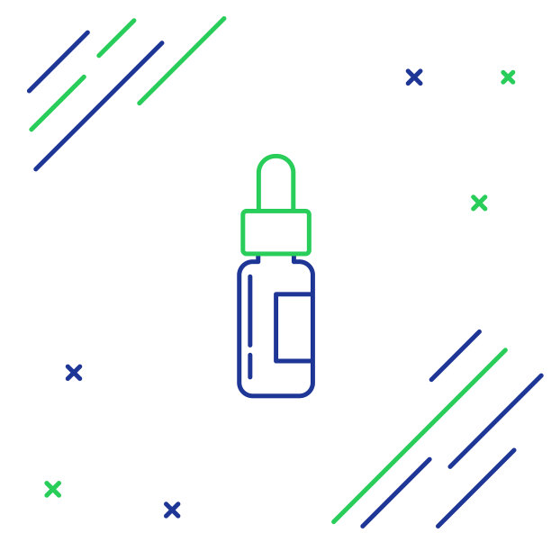 蓝色和绿色线玻璃瓶与移液管图片下载