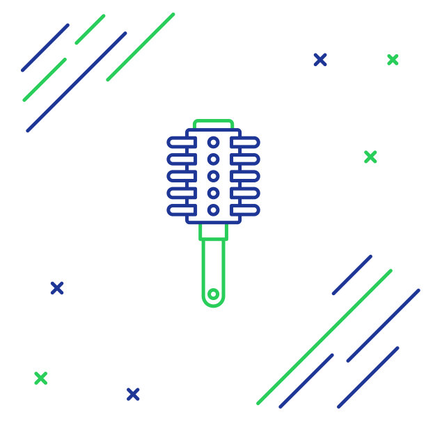 蓝色和绿色线梳子图标隔离上图片下载