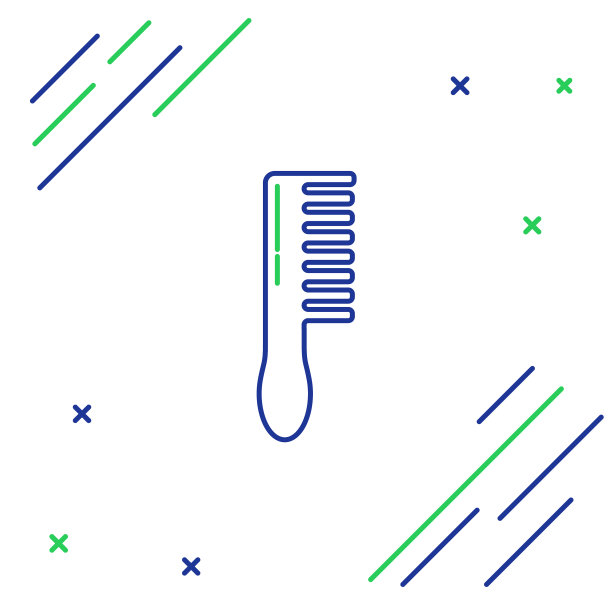 蓝色和绿色线梳子图标隔离上图片下载