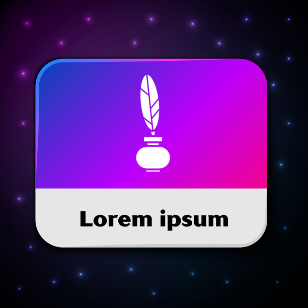 白色羽毛和墨水瓶图标孤立在黑色图片下载