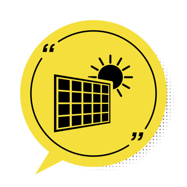 黑色太阳能电池板和太阳图标隔离在图片下载