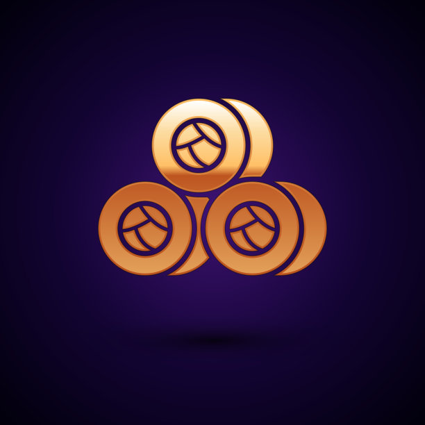 金色寿司图标孤立在深蓝色背景图片下载