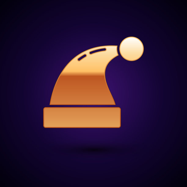 金色圣诞老人帽子图标孤立上图片下载