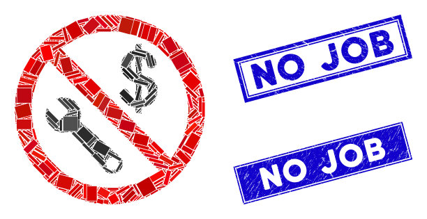 没有工作马赛克和垃圾矩形没有工作封条图片下载