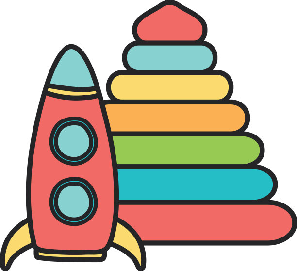 儿童玩具塑料金字塔和火箭图标图片下载