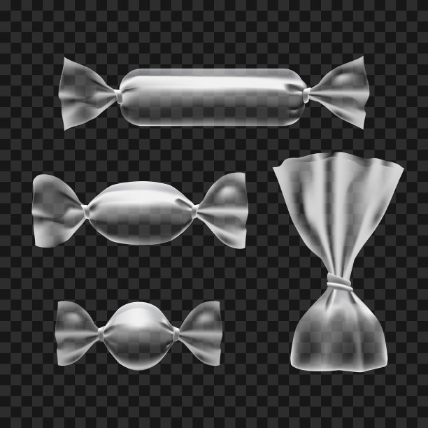 逼真的3d详细包装糖果箔设置图片下载