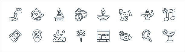 斋月线图标直线集质量线集图片下载