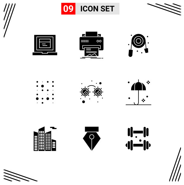 用户界面包9个基本实心字形图片下载