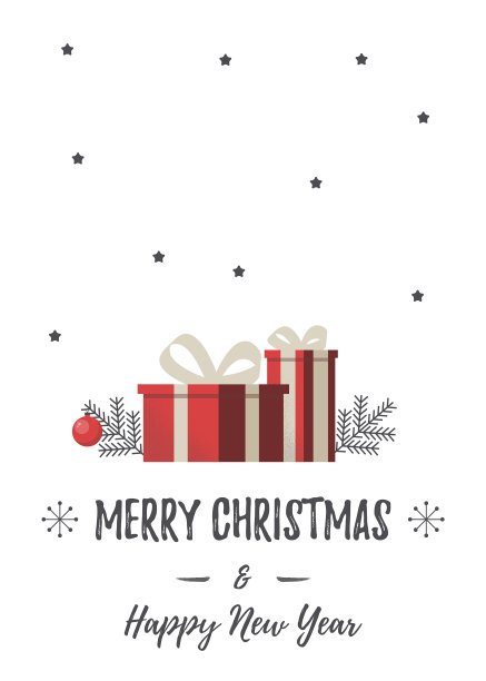 圣诞卡片与礼物和除夕枝红图片下载