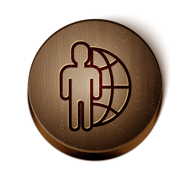 棕线球和人的图标孤立在白色上图片下载