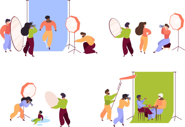 摄影棚摄影师用数码相机拍摄图片下载