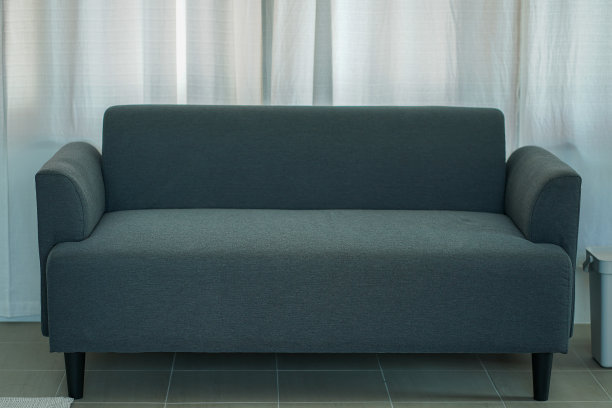 客厅里面有一个灰色的大沙发，在客厅的中间，真实的照片图片下载