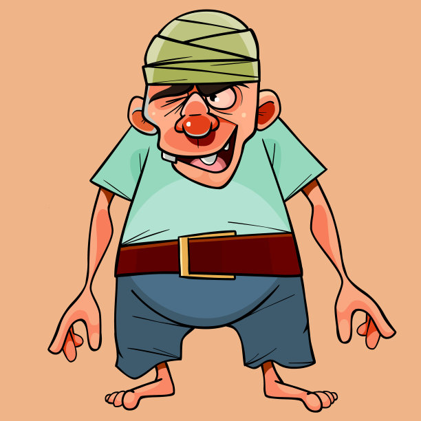 卡通狡猾微笑的无牙歹徒海盗图片下载