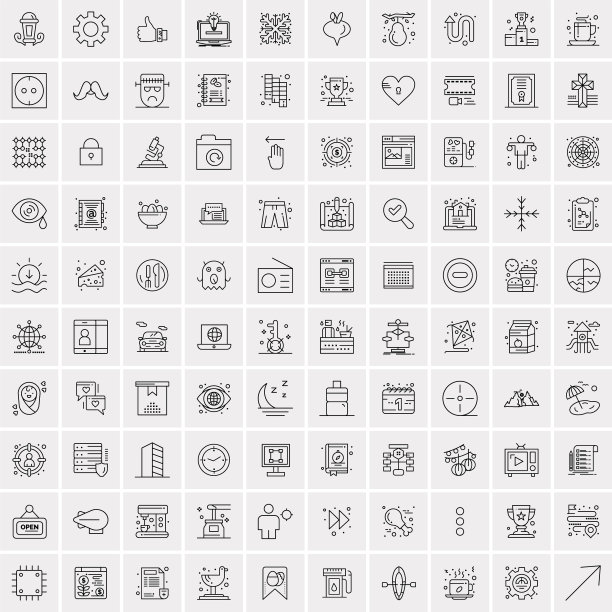 100个商业图标通用设置的web和图片下载