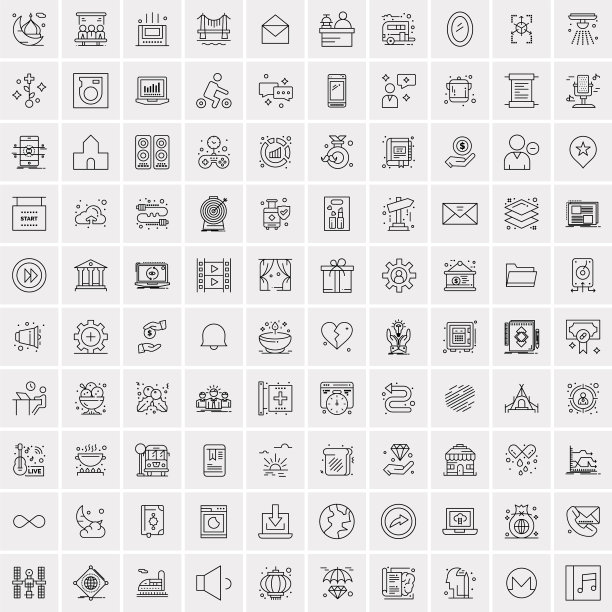 100个商业图标通用设置的web和图片下载