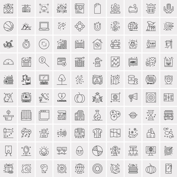 100个商业图标通用设置的web和图片下载